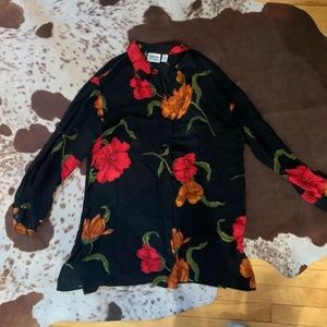chicos floral silk button up